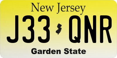 NJ license plate J33QNR