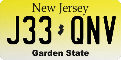 NJ license plate J33QNV