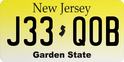 NJ license plate J33QOB