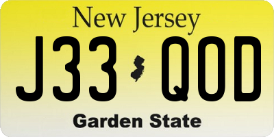 NJ license plate J33QOD