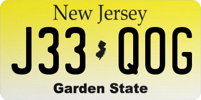 NJ license plate J33QOG
