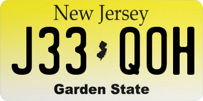 NJ license plate J33QOH