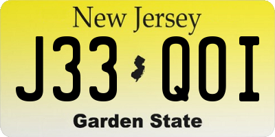 NJ license plate J33QOI