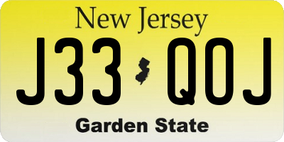 NJ license plate J33QOJ