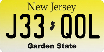 NJ license plate J33QOL