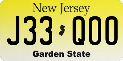 NJ license plate J33QOO