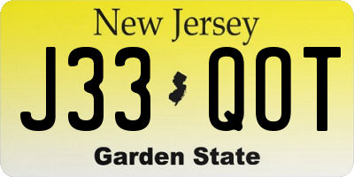 NJ license plate J33QOT