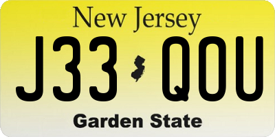 NJ license plate J33QOU