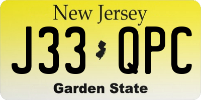 NJ license plate J33QPC