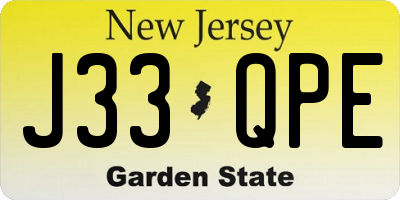 NJ license plate J33QPE