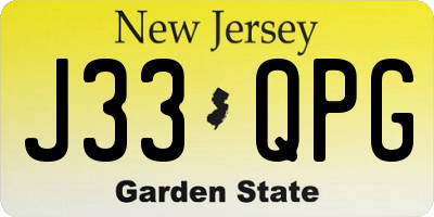 NJ license plate J33QPG