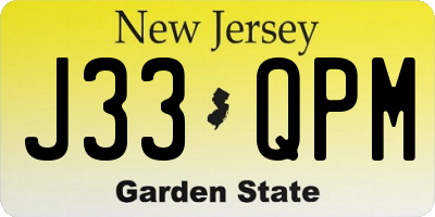 NJ license plate J33QPM