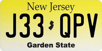NJ license plate J33QPV