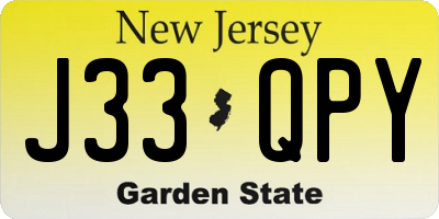 NJ license plate J33QPY