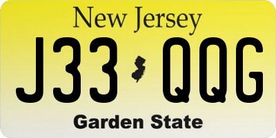 NJ license plate J33QQG