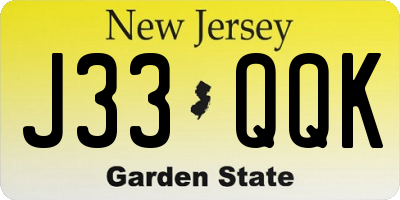 NJ license plate J33QQK