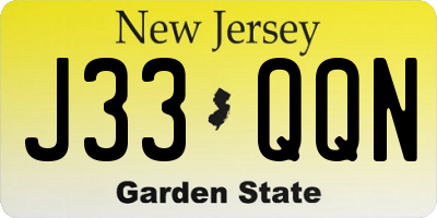 NJ license plate J33QQN