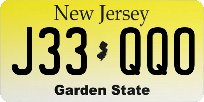 NJ license plate J33QQO