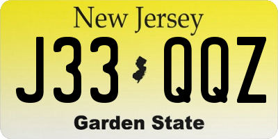 NJ license plate J33QQZ