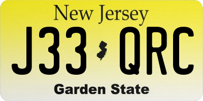 NJ license plate J33QRC