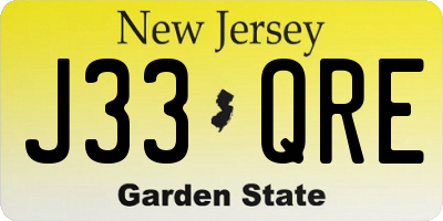 NJ license plate J33QRE