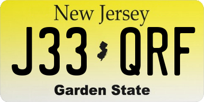 NJ license plate J33QRF