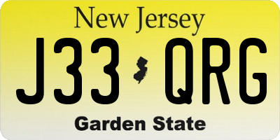 NJ license plate J33QRG