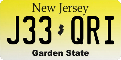 NJ license plate J33QRI