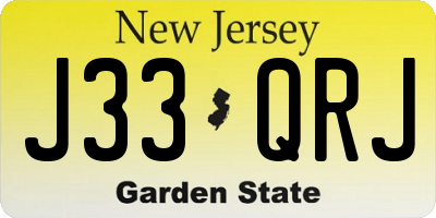 NJ license plate J33QRJ