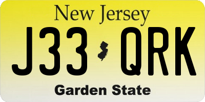 NJ license plate J33QRK