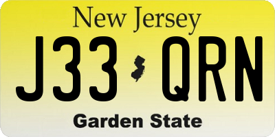 NJ license plate J33QRN