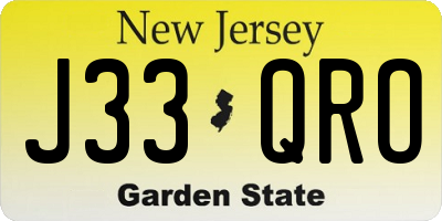 NJ license plate J33QRO