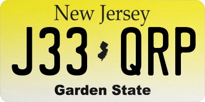 NJ license plate J33QRP