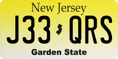 NJ license plate J33QRS