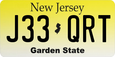 NJ license plate J33QRT
