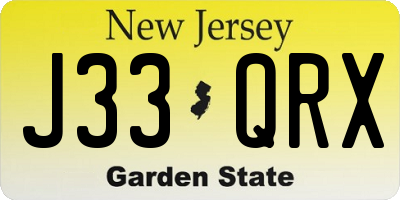 NJ license plate J33QRX