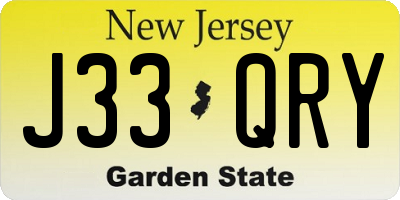 NJ license plate J33QRY