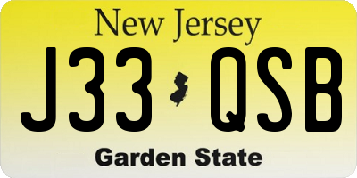 NJ license plate J33QSB
