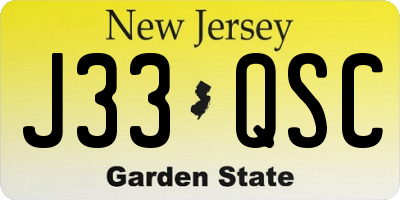 NJ license plate J33QSC