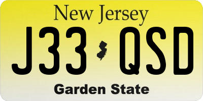 NJ license plate J33QSD