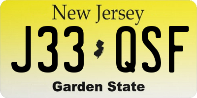 NJ license plate J33QSF