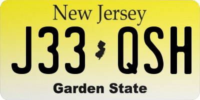 NJ license plate J33QSH