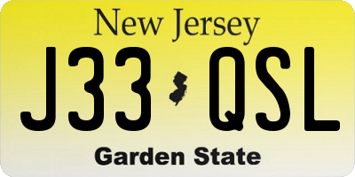 NJ license plate J33QSL