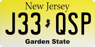 NJ license plate J33QSP
