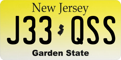NJ license plate J33QSS
