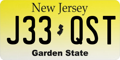 NJ license plate J33QST