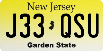 NJ license plate J33QSU