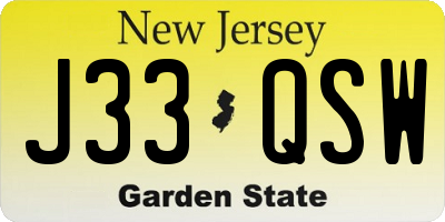 NJ license plate J33QSW