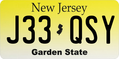 NJ license plate J33QSY