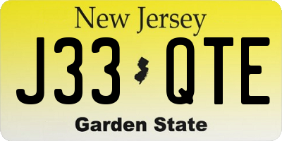 NJ license plate J33QTE